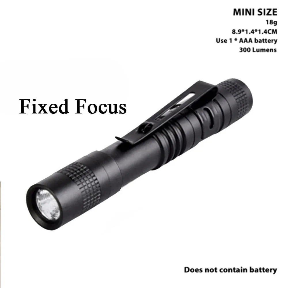 Mini Portable LED Flashlight clip Pen Light 1 Mode For Camping Hiking Torch Floodlight Aluminum Alloy