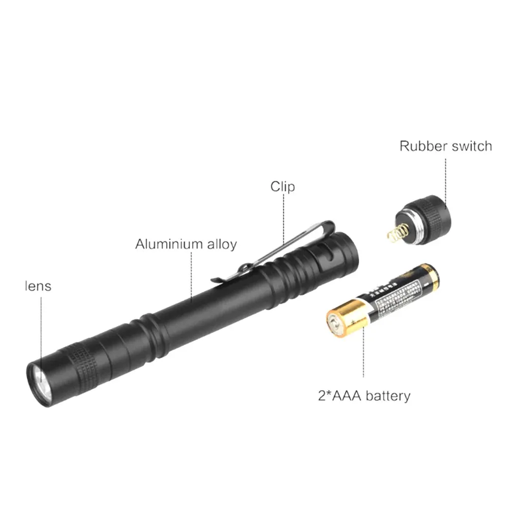 Mini Portable LED Flashlight clip Pen Light 1 Mode For Camping Hiking Torch Floodlight Aluminum Alloy