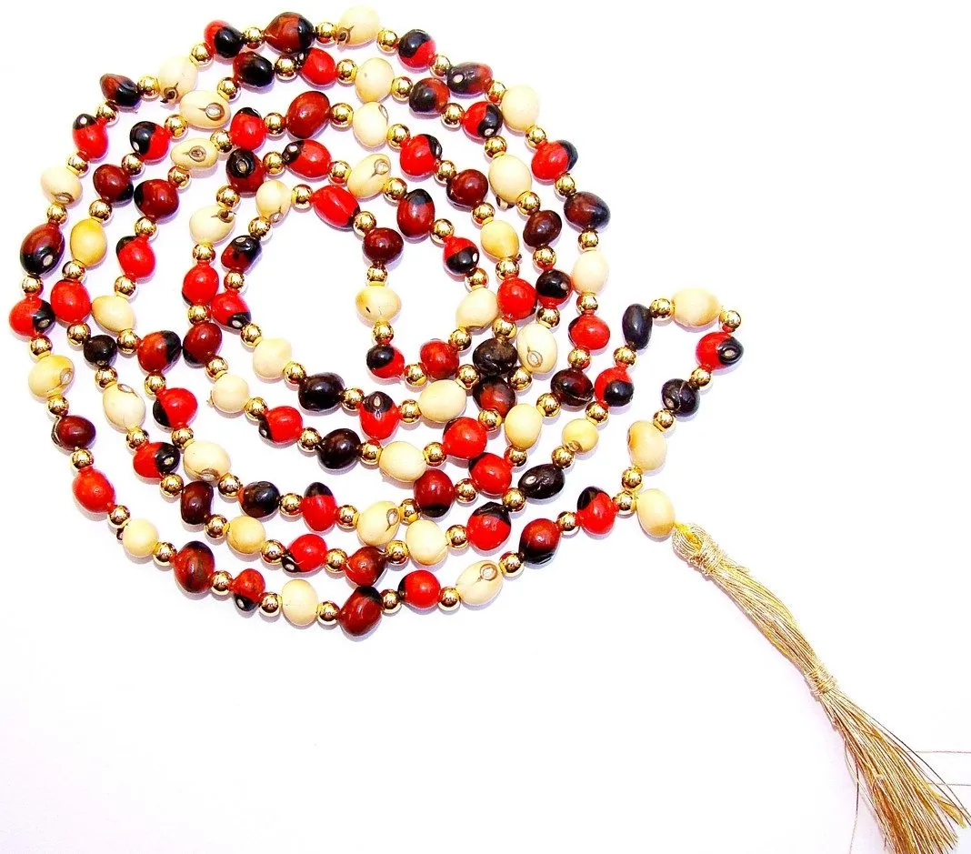 Mixed Chirmi beads mala - Made from White , Black and red Chirmi beads