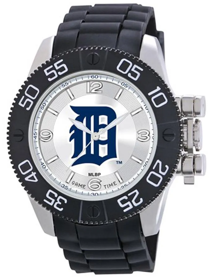 MLB Mens Detroit Tigers Beast Watch - Color Logo Dial - Rubber Strap