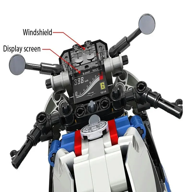 MOC Tech Track Racing Motorcycle Bricks Toy 7054