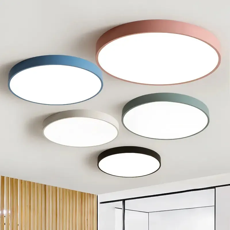 Modern Macaroon Luminaries Led Ceiling Light Room Aisle Home Decor Nordic Round LED Acrylic for Living Room Kids Contemporary