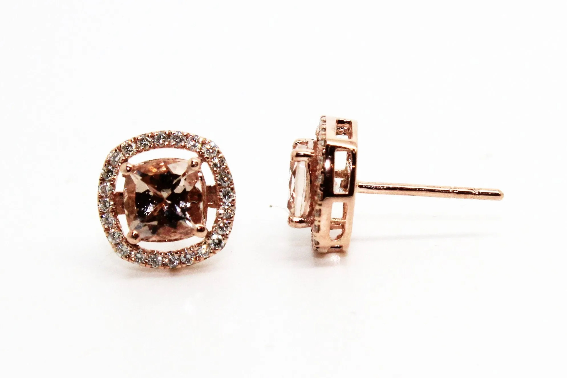 MORGANITE AND DIAMOND HALO STUD EARRINGS AD NO 1629