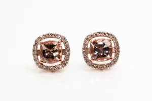 MORGANITE AND DIAMOND HALO STUD EARRINGS AD NO 1629