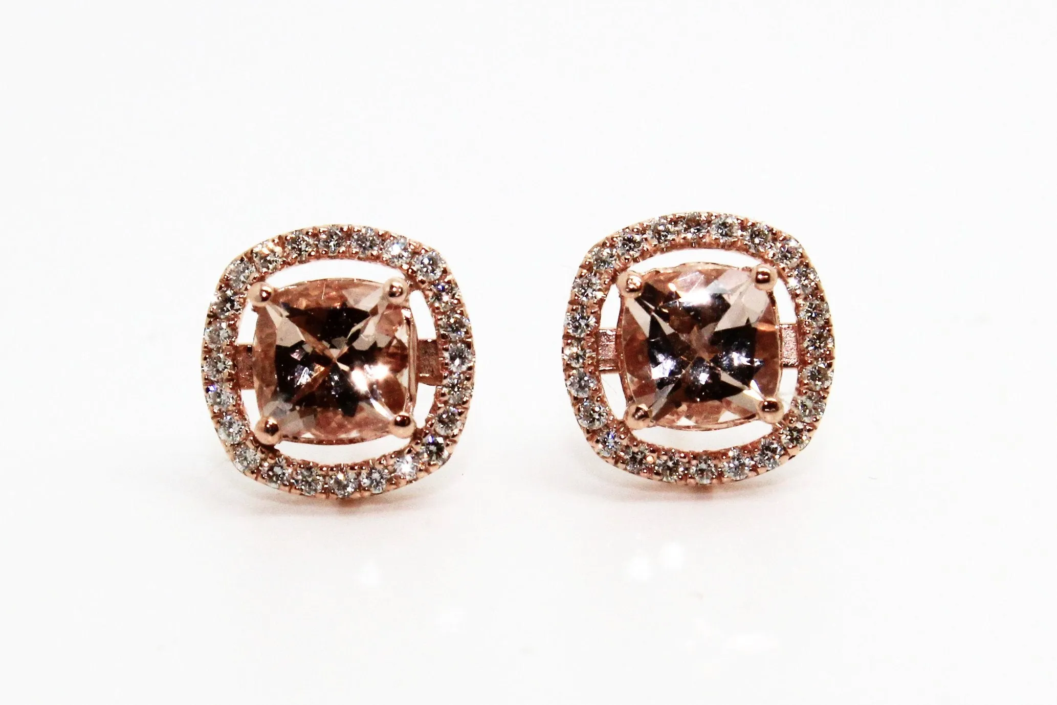 MORGANITE AND DIAMOND HALO STUD EARRINGS AD NO 1629