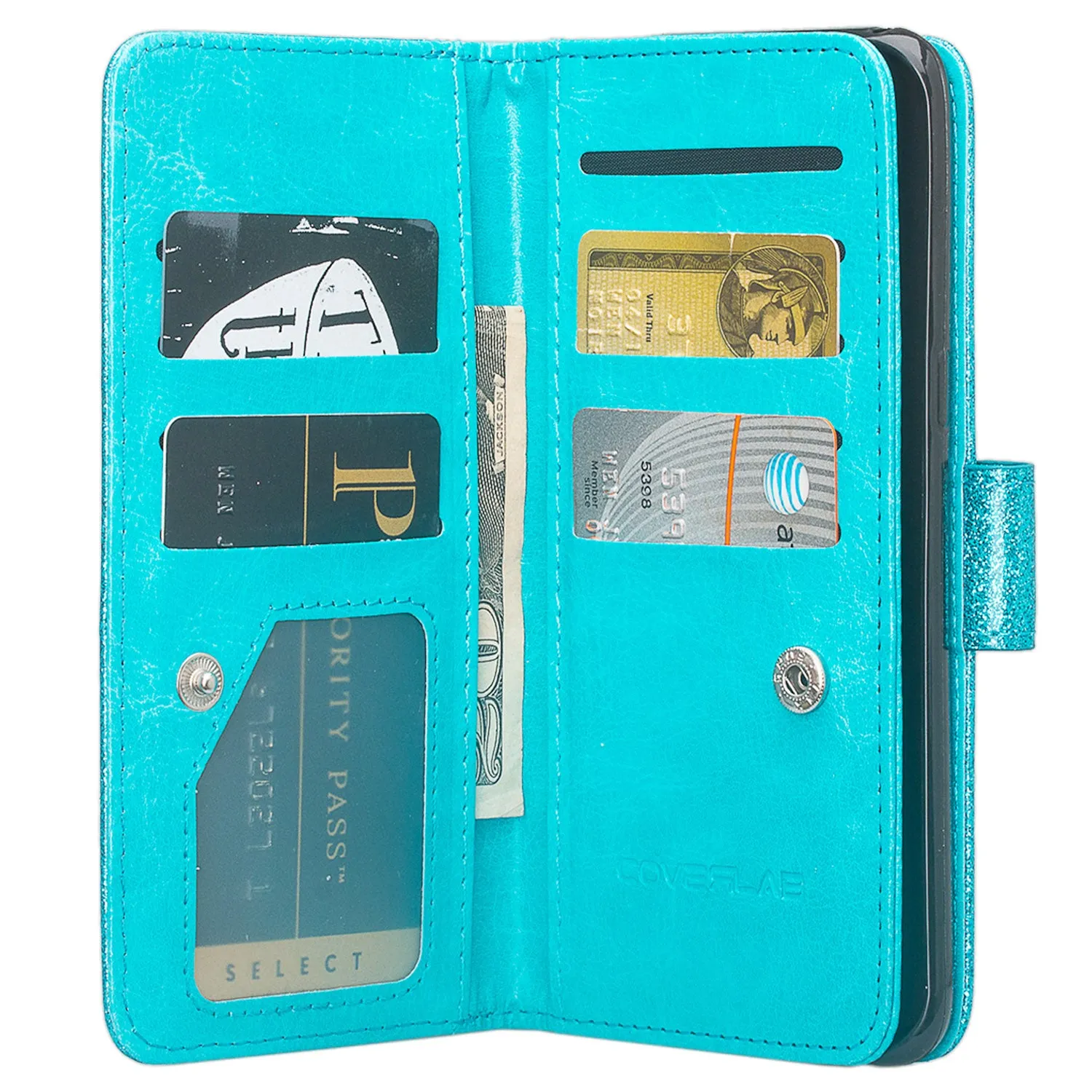 Motorola Moto E5 Play , e5 Cruise, E5 GO Case, [Wrist Strap] Glitter Faux Leather Flip [Kickstand Feature] Protective Wallet Case Cover Clutch - Teal