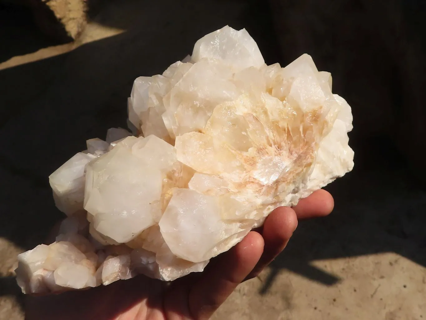 Natural Extra Large White Quartz Cluster With Limonite Colouring  x 1 From Madagascar