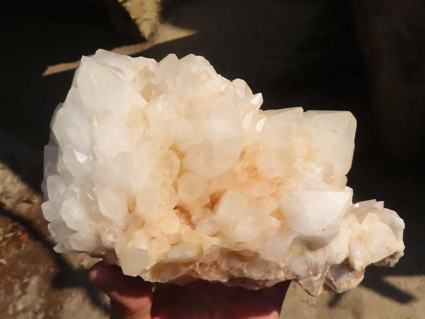 Natural Extra Large White Quartz Cluster With Limonite Colouring  x 1 From Madagascar