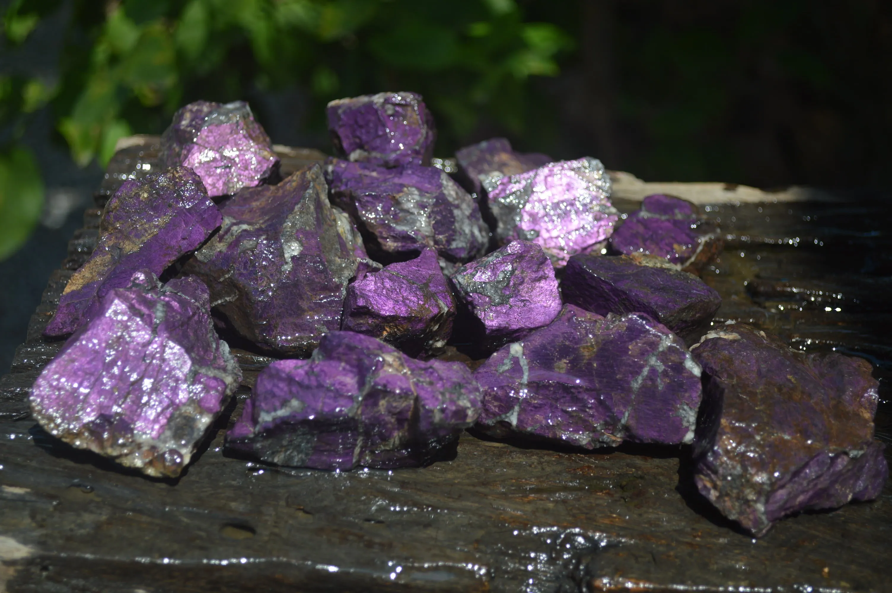 Natural Metallic Purpurite Cobbed Specimens x 15 From Erongo, Namibia