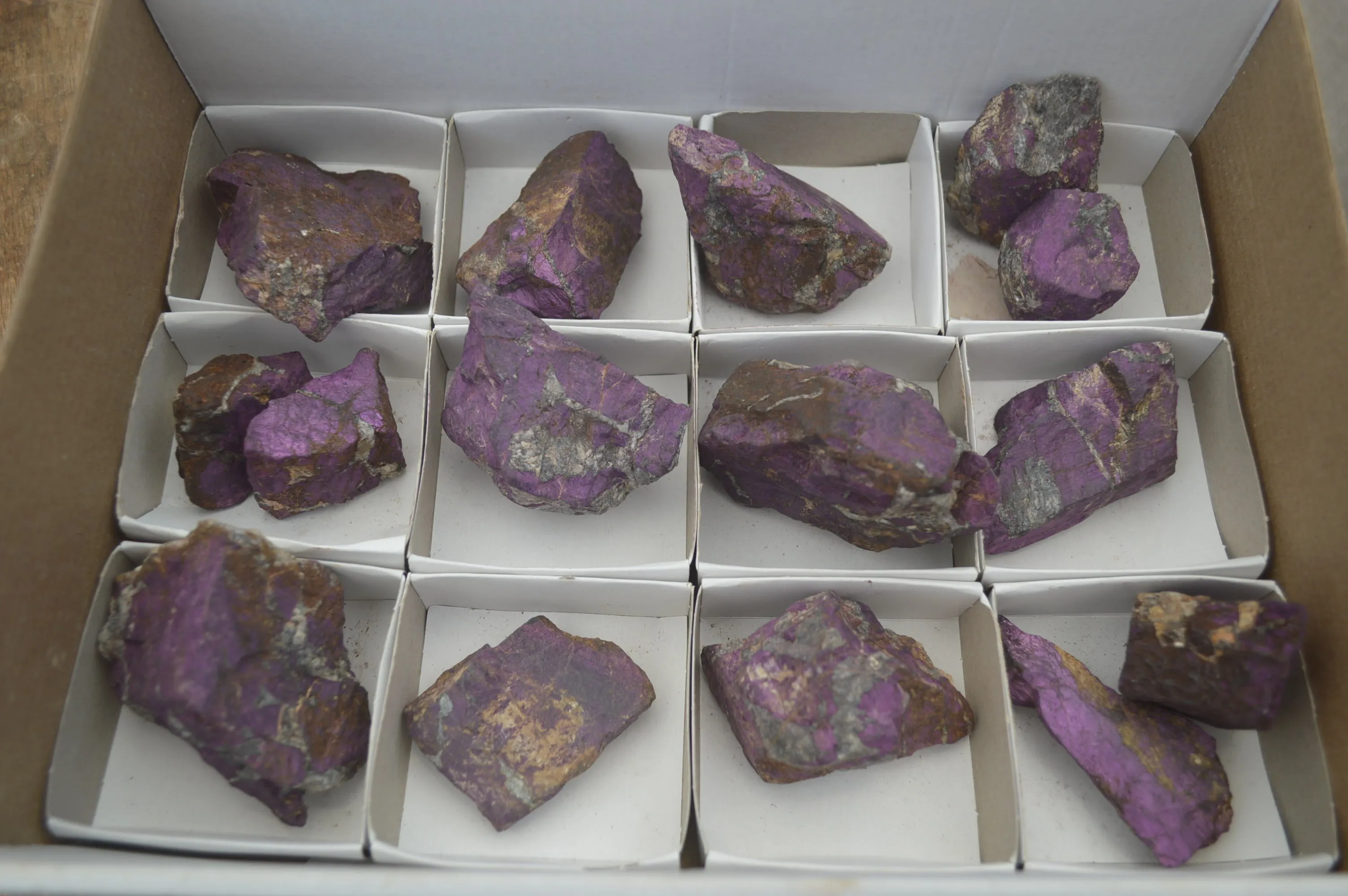 Natural Metallic Purpurite Cobbed Specimens x 15 From Erongo, Namibia