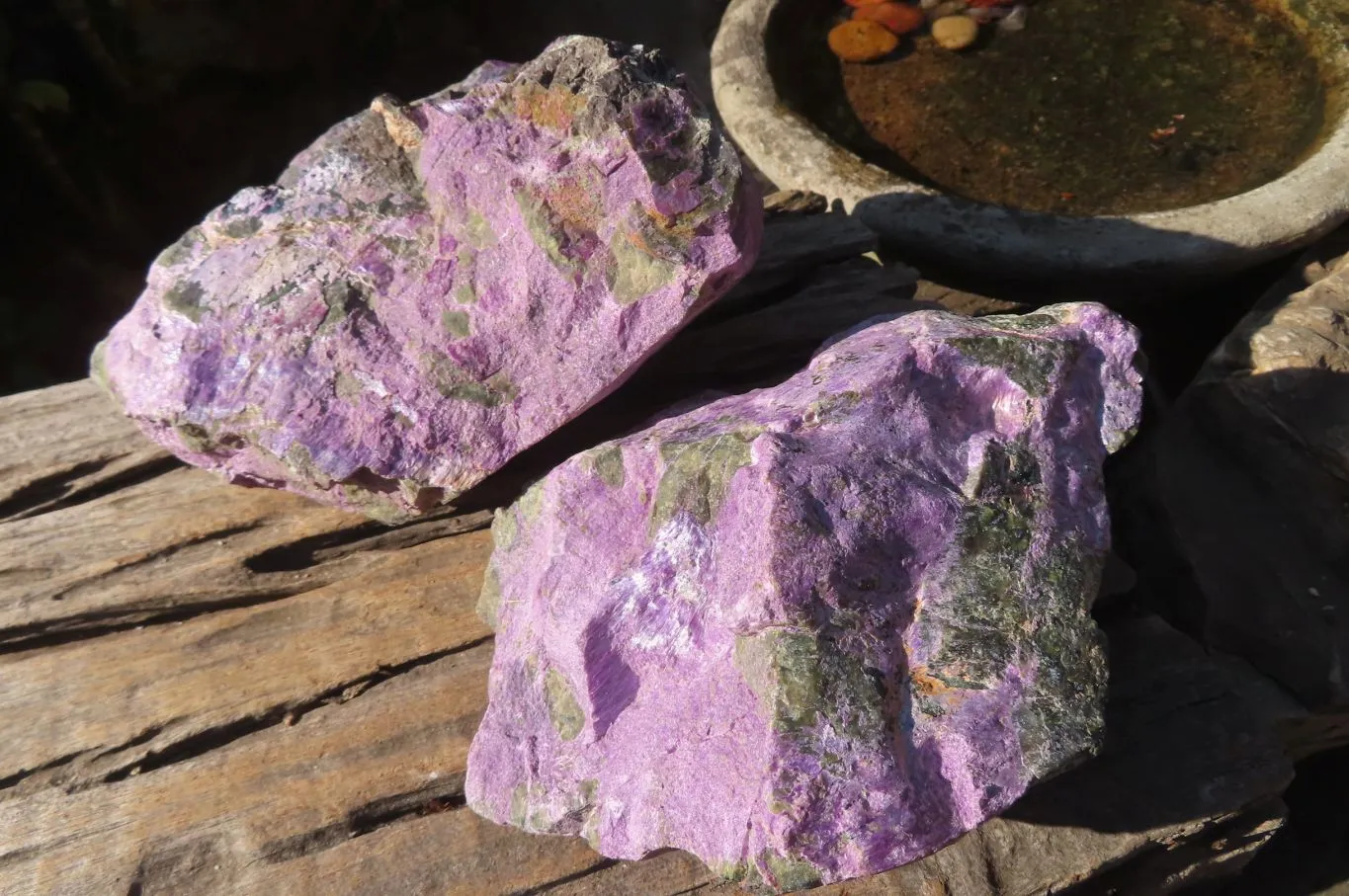 Natural Stichtite & Serpentine Specimens x 2 From Barberton, South Africa