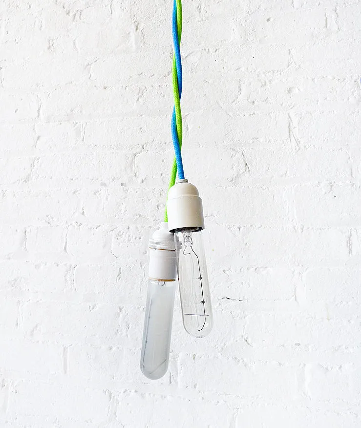 Neon Green Yellow Pendant Light with Tubular Bulb