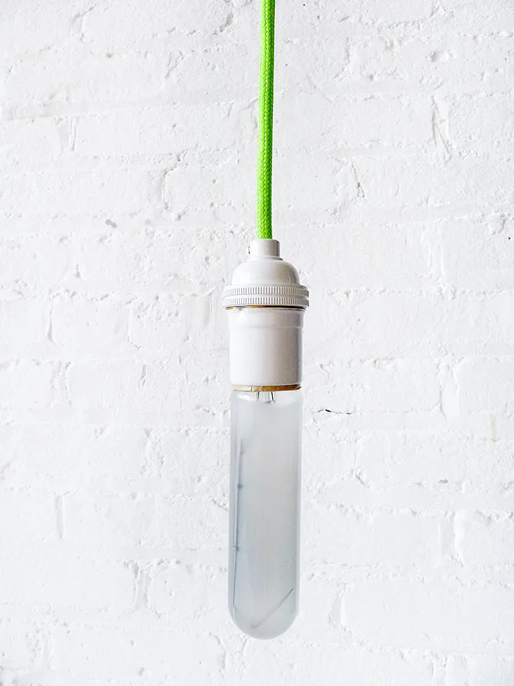 Neon Green Yellow Pendant Light with Tubular Bulb