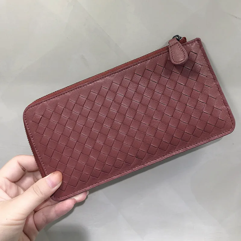 New Leather Wallet TikTok Same Coin Purse Wallet Lamb Leather Card Holder Certificate Card Holder Ladies Card Holder Long