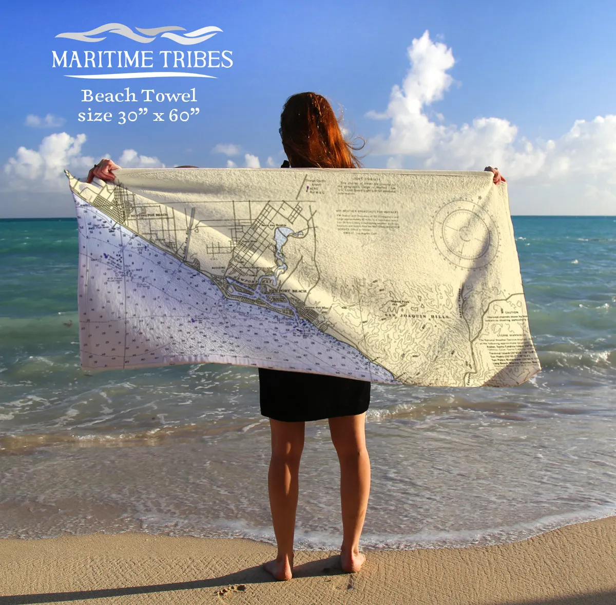 Newport Beach, CA Nautical Chart Quick Dry Towel