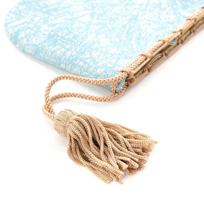 Nishijin-ori Small Drawstring Bag - Crumpled Pattern / Blue -,  Made in Kyoto, Japan,  Japanese traditional craft purse