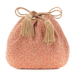 Nishijin-ori Small Drawstring Bag - Flower and Arabesque Pattern / Rose -,  Made in Kyoto, Japan,  Japanese traditional craft purse