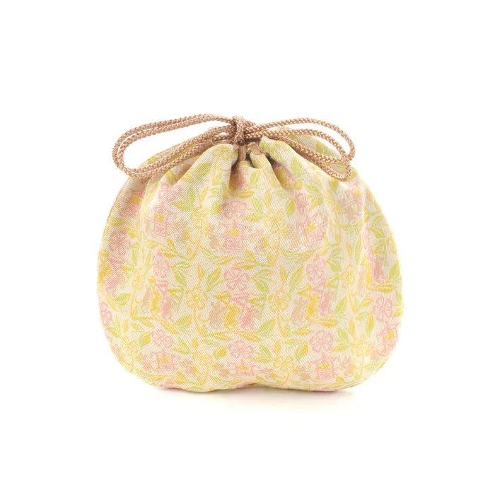 Nishijin-ori Small Drawstring Bag - Mouse -,  Made in Kyoto, Japan,  Japanese traditional craft purse