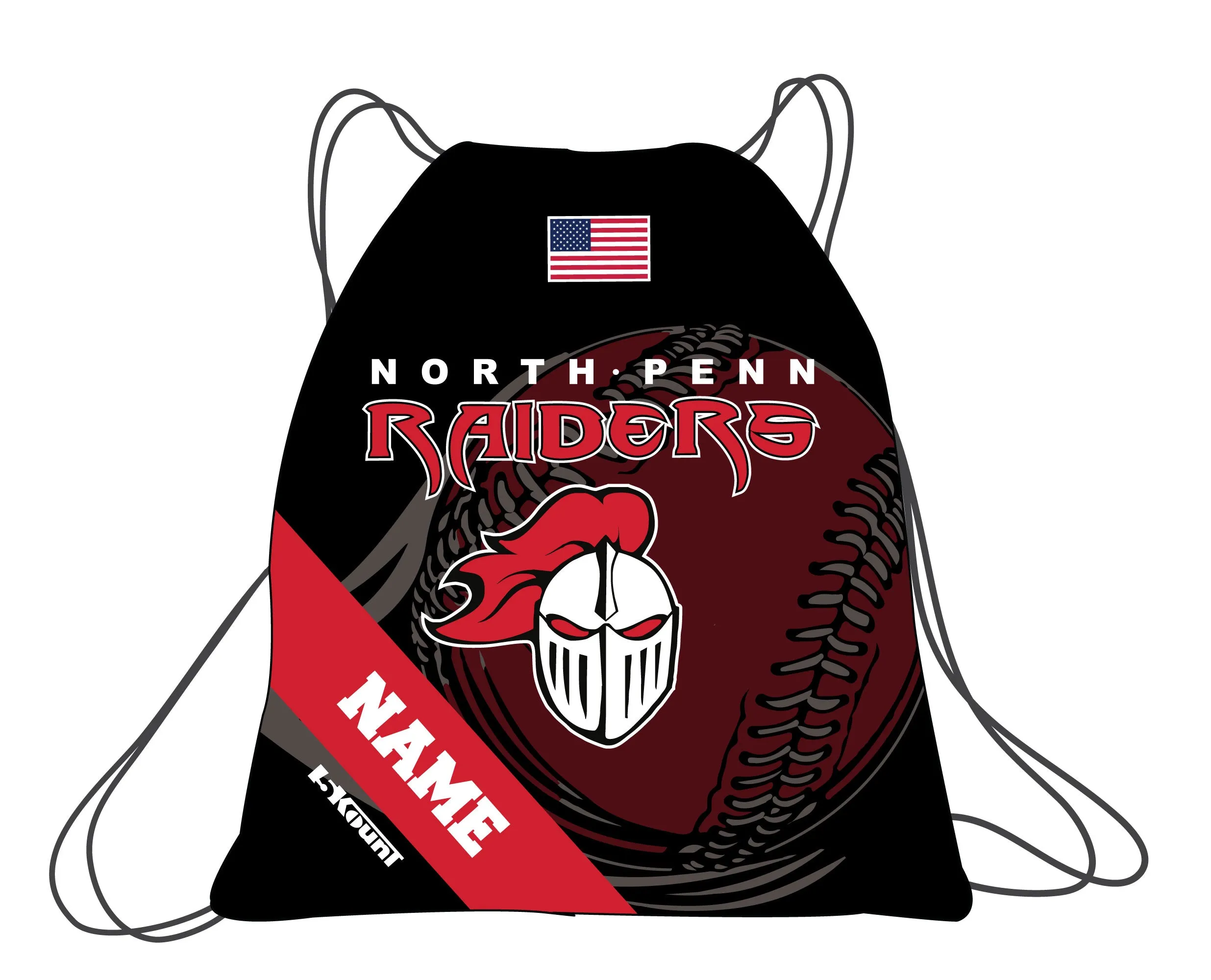 North Penn Raiders Baseball Sublimated Drawstring Bag