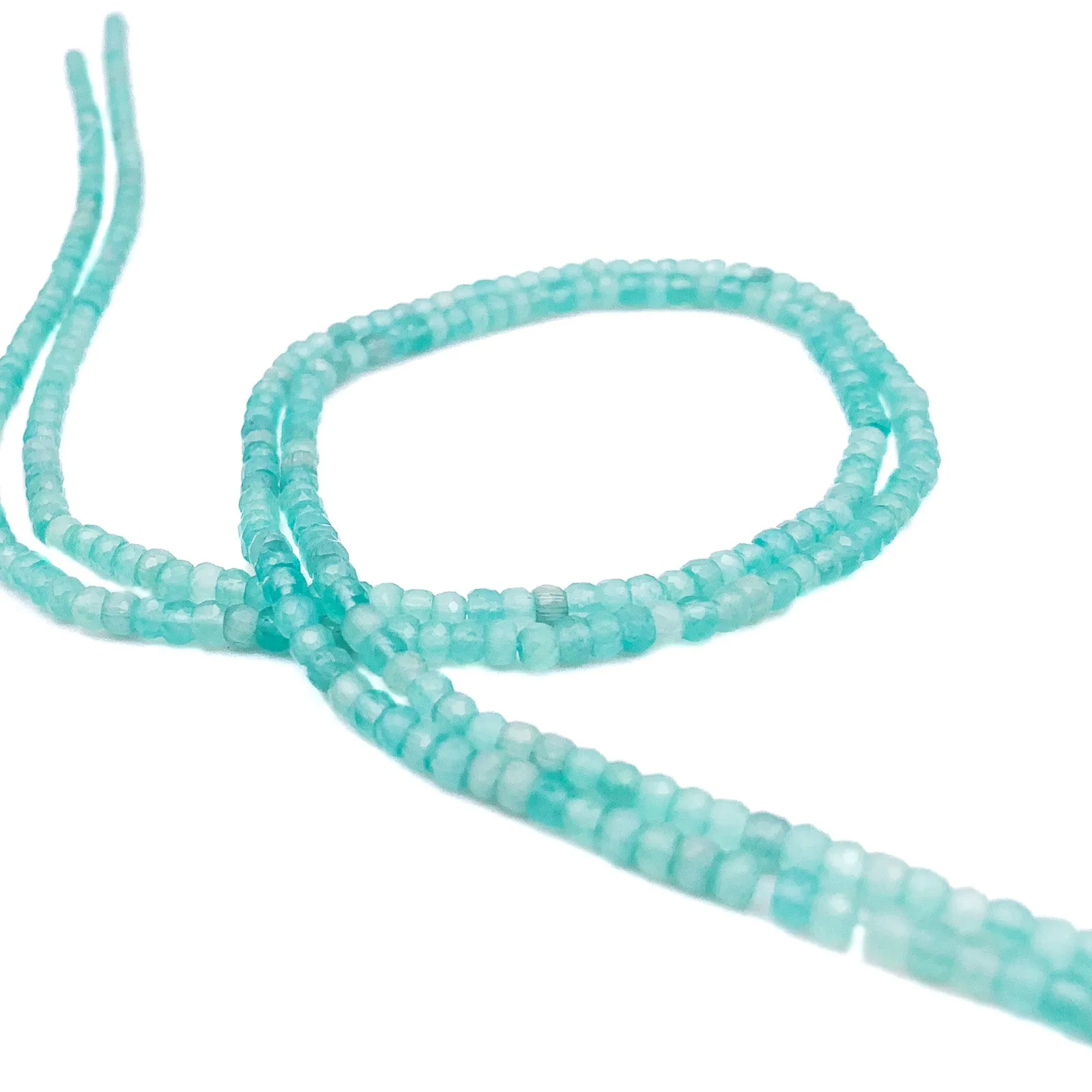 Obsidian Aqua / Green 3mm Faceted Rondelles Bead Strand