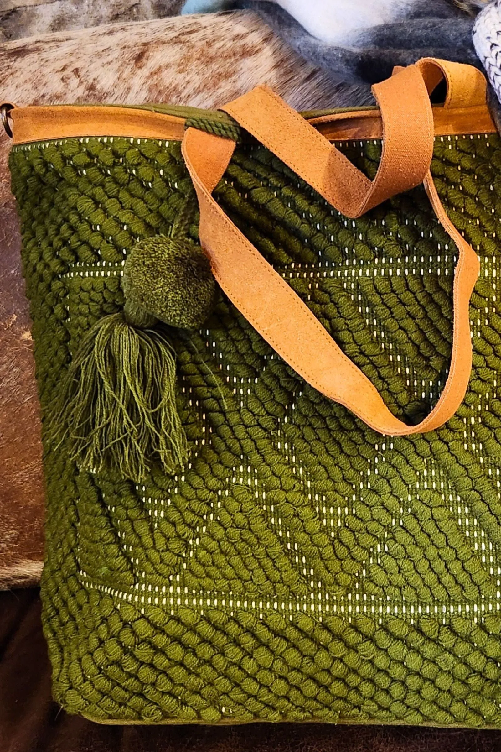 Olive Diamond Tote Bag