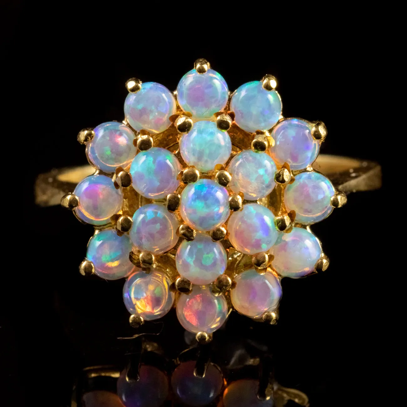 Opal Cluster Ring 18Ct Gold Silver