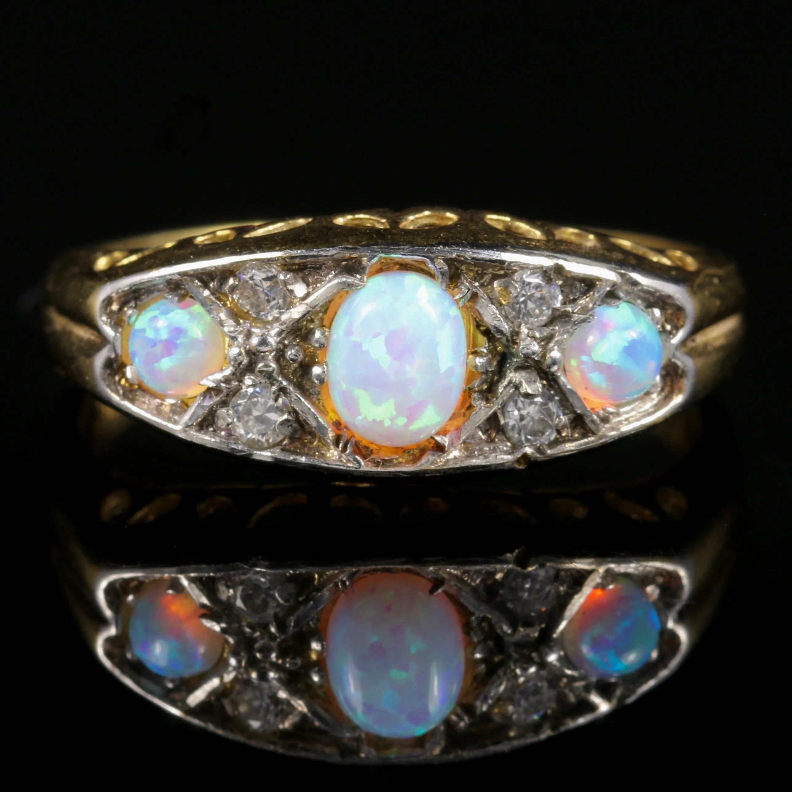 Opal Trilogy Paste Ring Gold On Silver