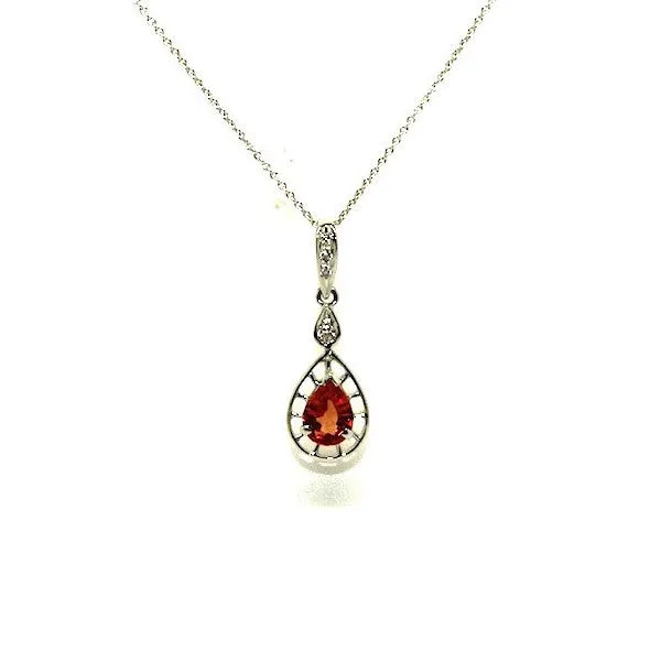 Orange Sapphire And Diamond Wire Drop Pendant Ad No.0531