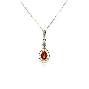 Orange Sapphire And Diamond Wire Drop Pendant Ad No.0531