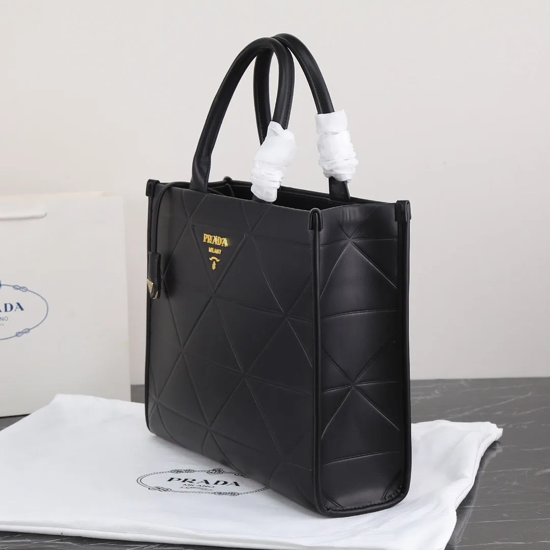 PD226  Large Leather Prada Symbole Bag with Topstitching / 15.3x12.2x3.9inch