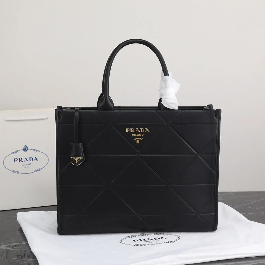 PD226  Large Leather Prada Symbole Bag with Topstitching / 15.3x12.2x3.9inch