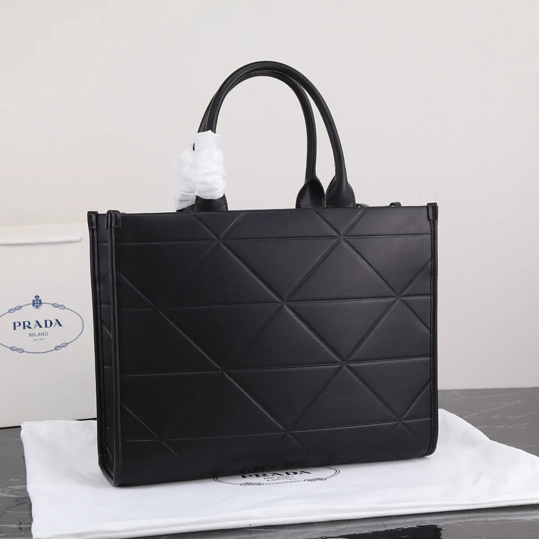 PD226  Large Leather Prada Symbole Bag with Topstitching / 15.3x12.2x3.9inch