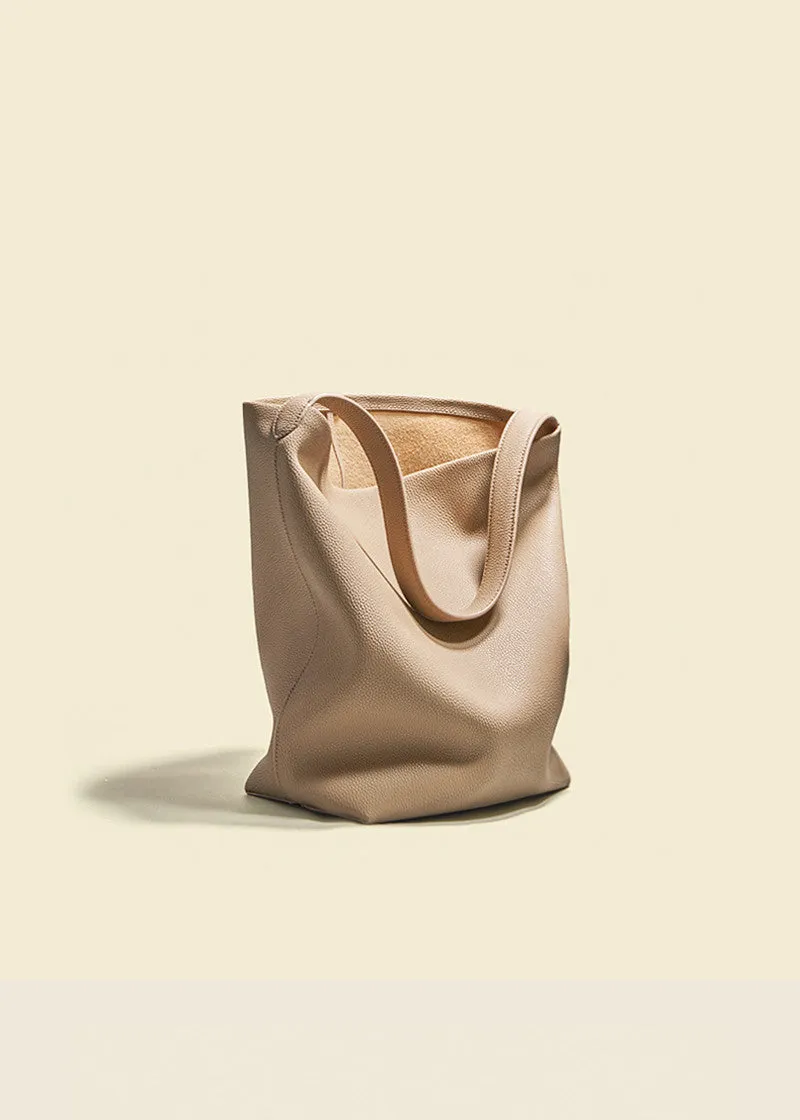 Pebbled Leather Single Belt Tote Bag