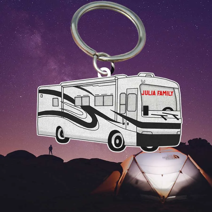 Personalized Camping Keychain, Camping Trailers Flat Acrylic Keychain for Camper