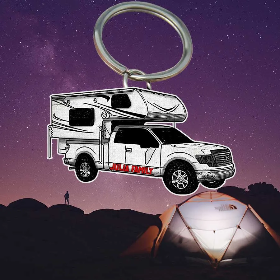 Personalized Camping Keychain, Camping Trailers Flat Acrylic Keychain for Camper