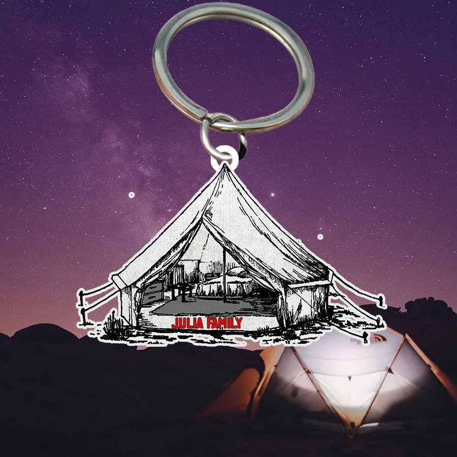 Personalized Camping Keychain, Camping Trailers Flat Acrylic Keychain for Camper