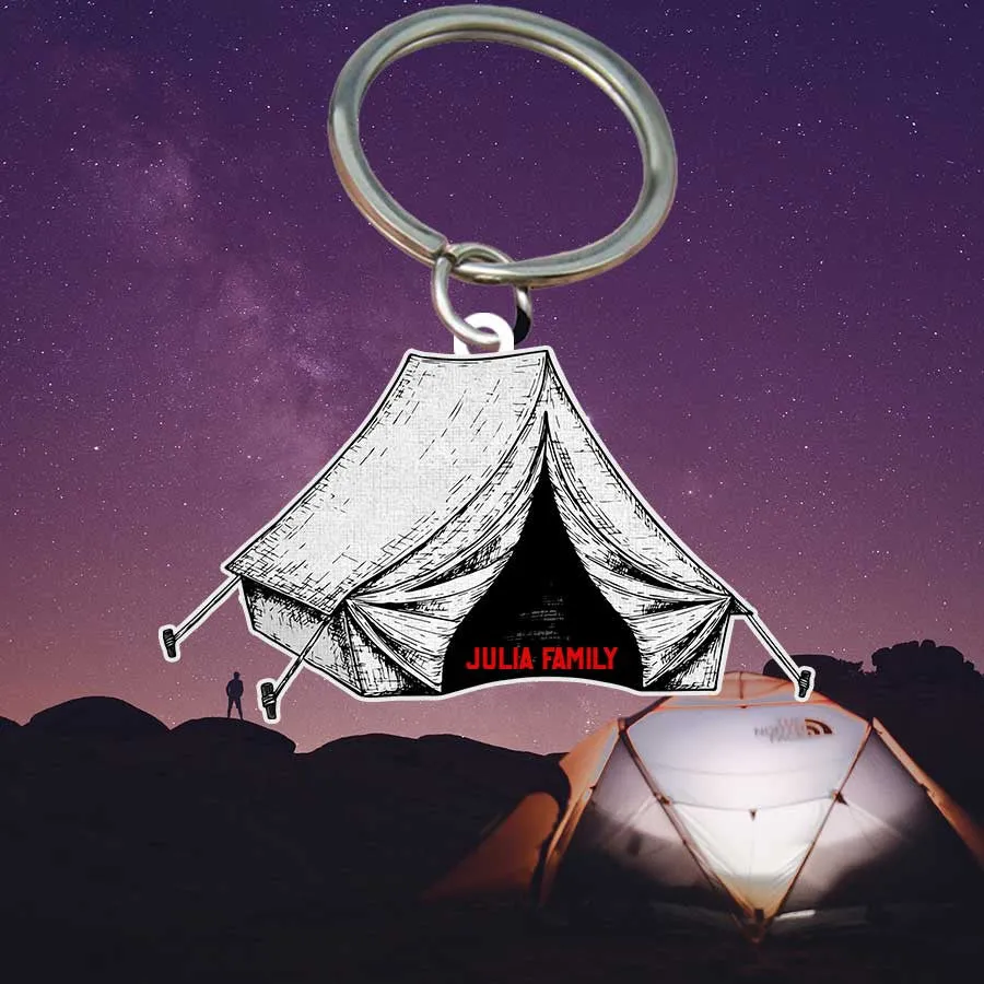 Personalized Camping Keychain, Camping Trailers Flat Acrylic Keychain for Camper