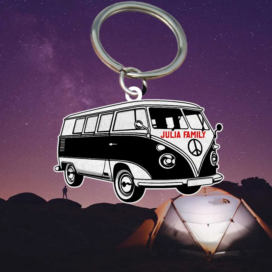 Personalized Camping Keychain, Camping Trailers Flat Acrylic Keychain for Camper