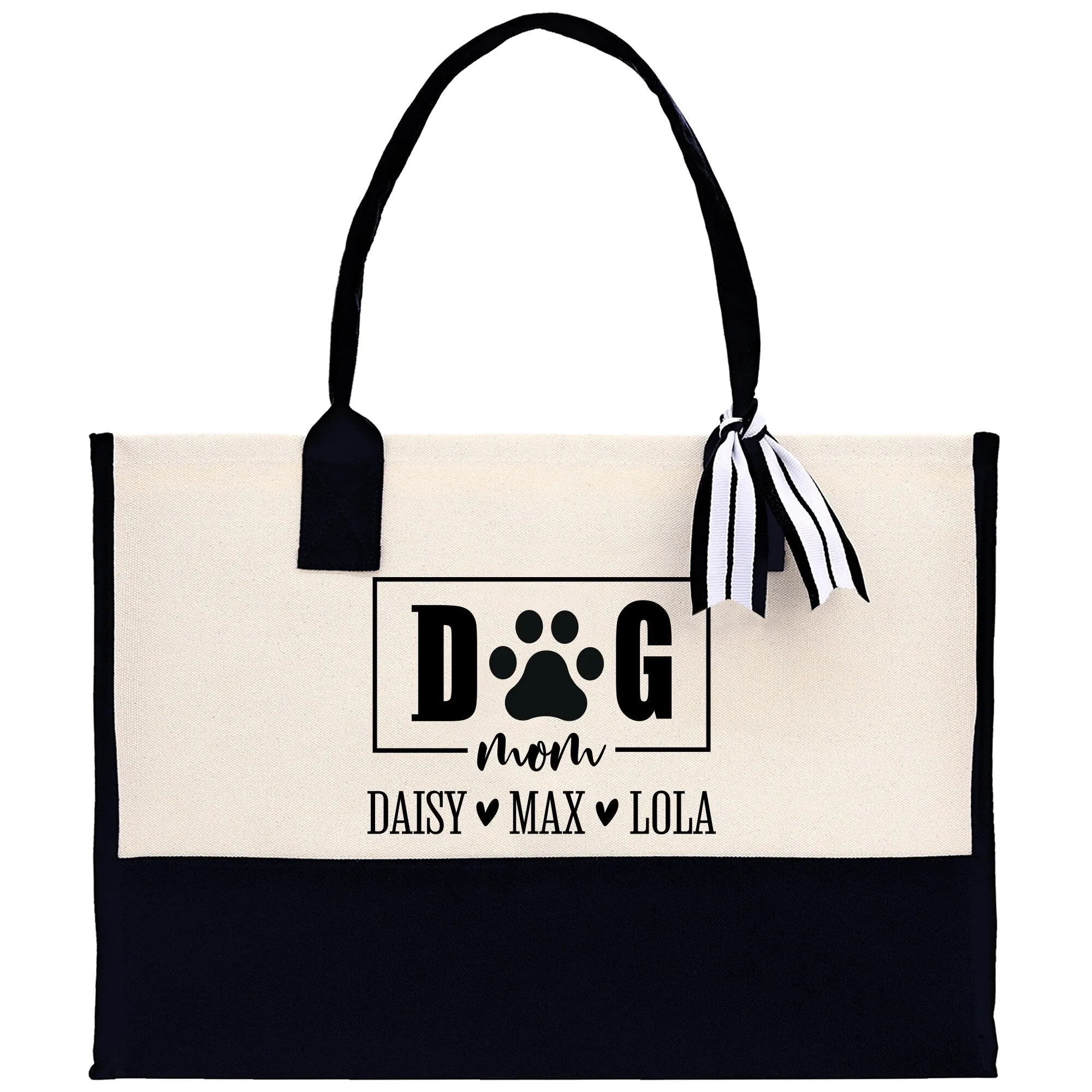 Personalized Dog Mom Cotton Canvas Tote Bag Custom Name and Dog Portrait Puppy Owner Tote Bag Pet Memorial Gift Animal Lover Gift Bag