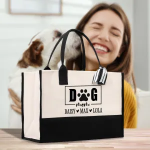 Personalized Dog Mom Cotton Canvas Tote Bag Custom Name and Dog Portrait Puppy Owner Tote Bag Pet Memorial Gift Animal Lover Gift Bag