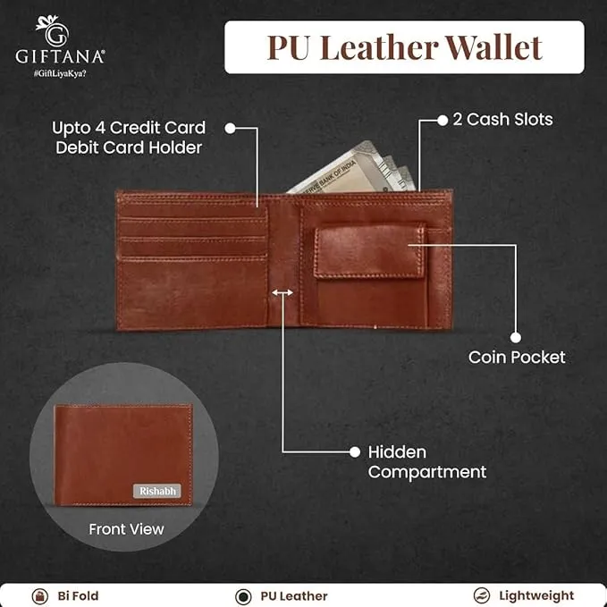 Personalized Leather Wallet with Name - Tan