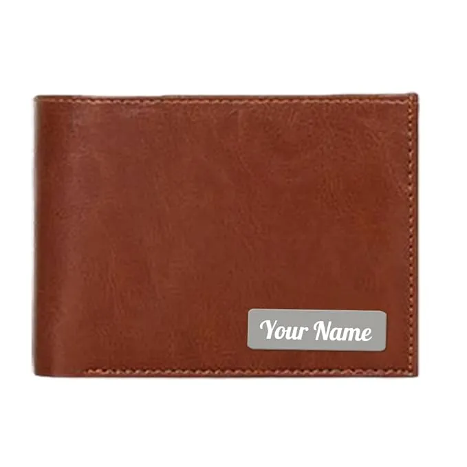 Personalized Leather Wallet with Name - Tan