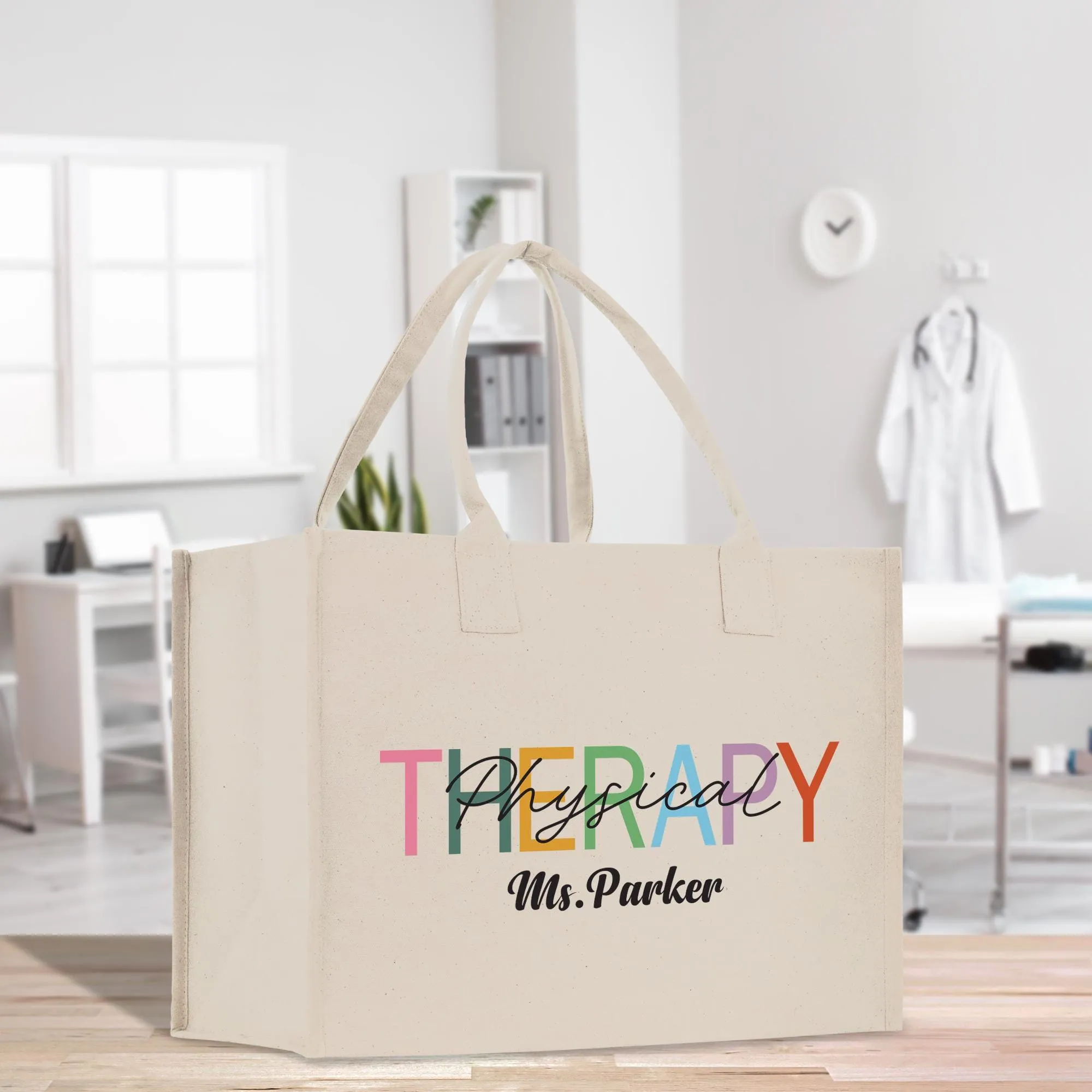 Personalized PT Physical Therapist Name Custom Cotton Canvas Tote Bag Physical Therapist Birthday Gift Graduation Bag (TRTB1011)