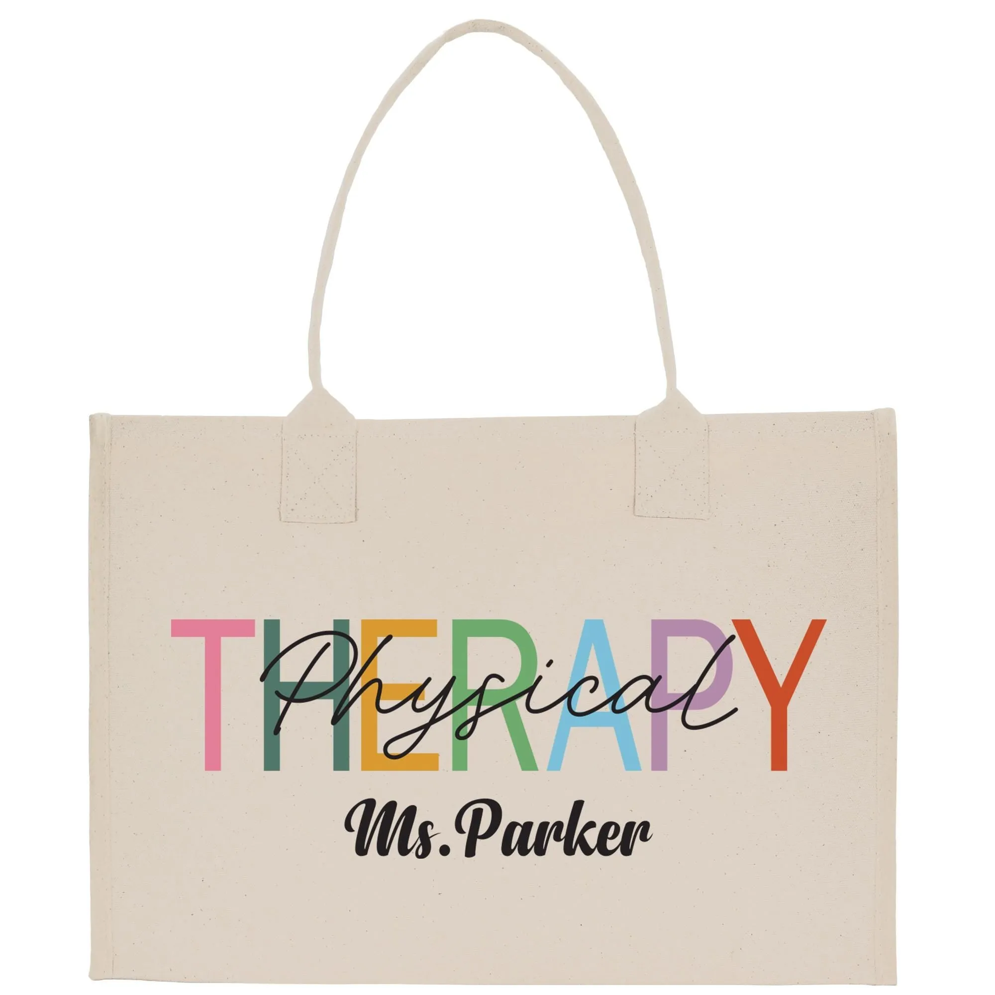 Personalized PT Physical Therapist Name Custom Cotton Canvas Tote Bag Physical Therapist Birthday Gift Graduation Bag (TRTB1011)