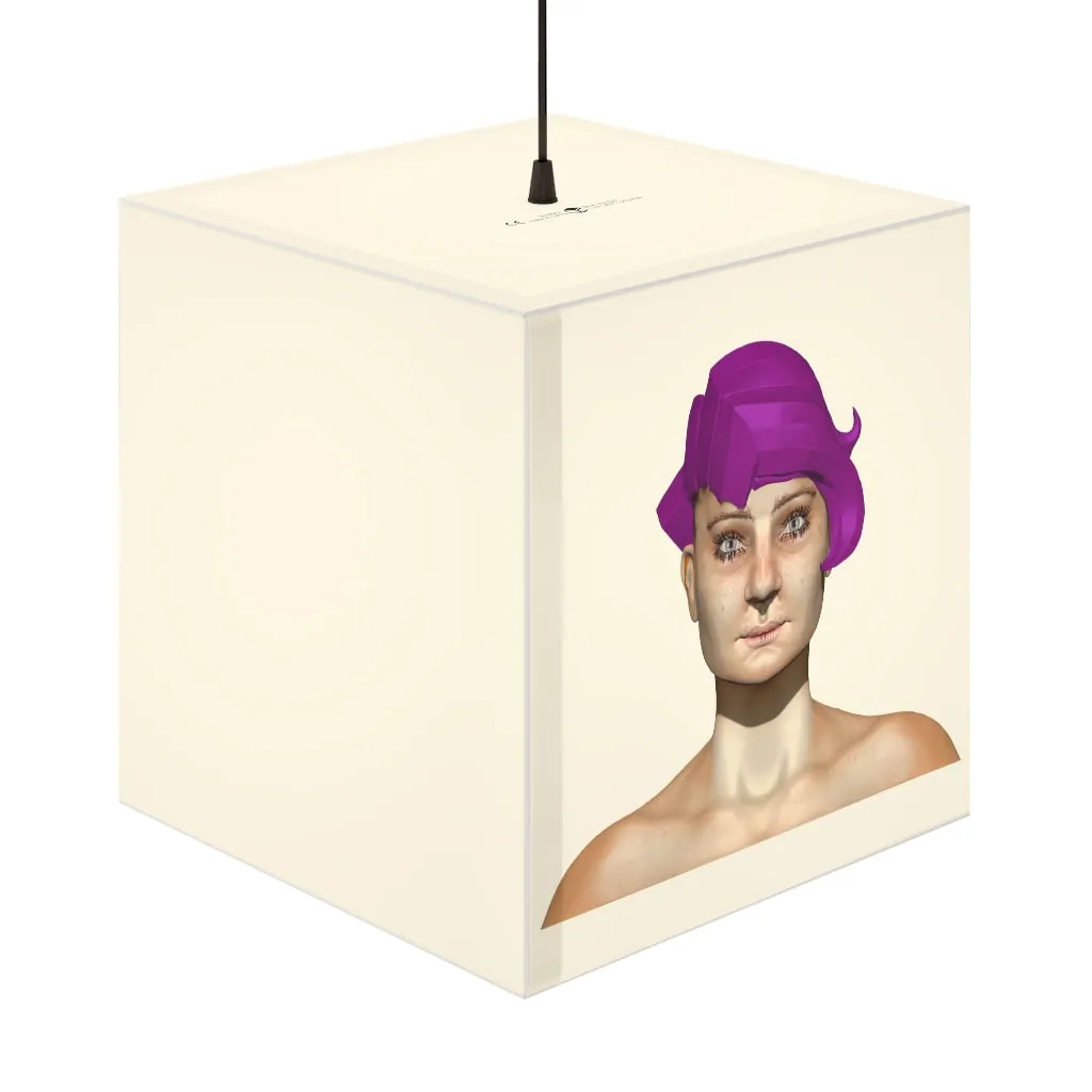 Pink Hair Girl Light Cube Lamp