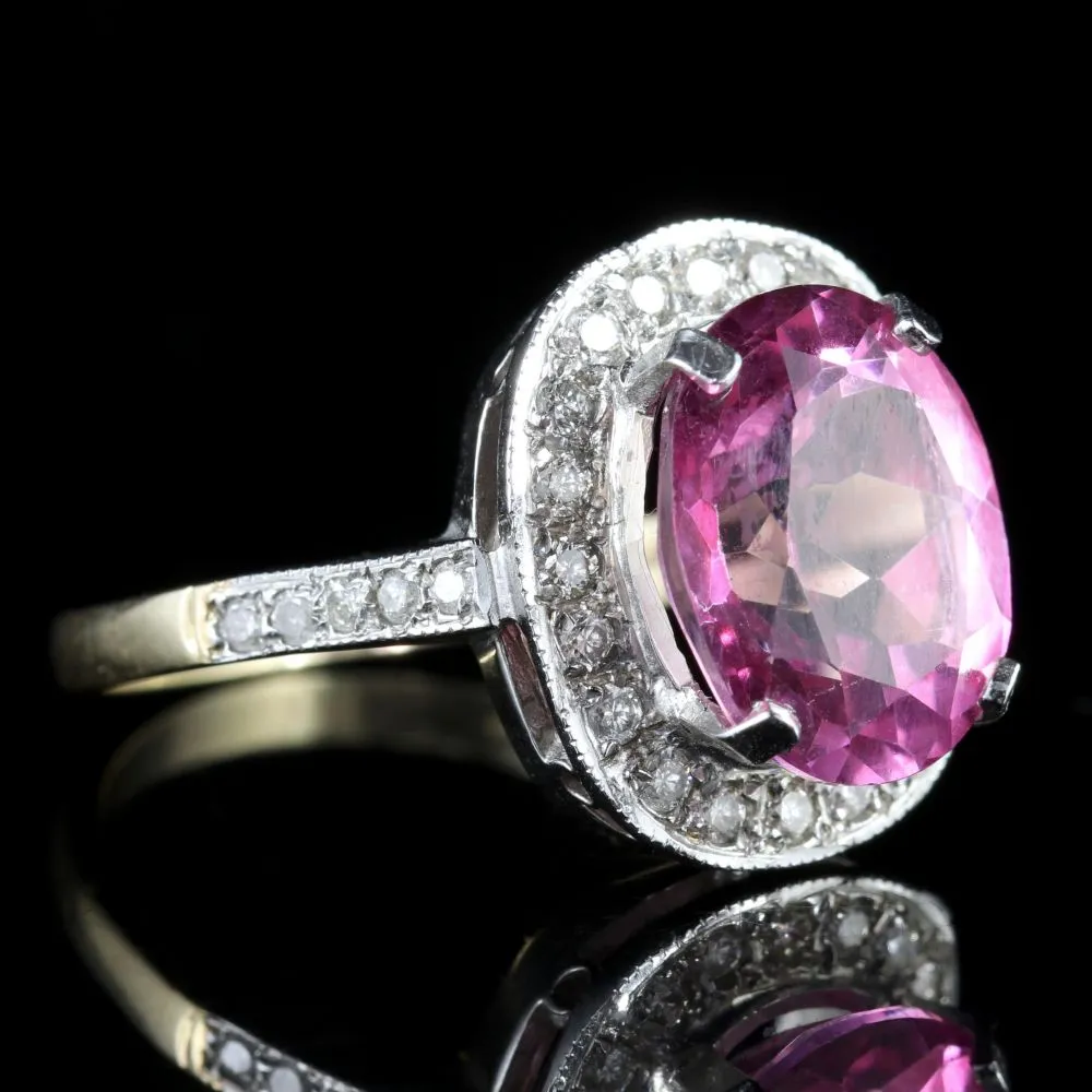 Pink Topaz Diamond Gold Ring 6Ct Pink Topaz