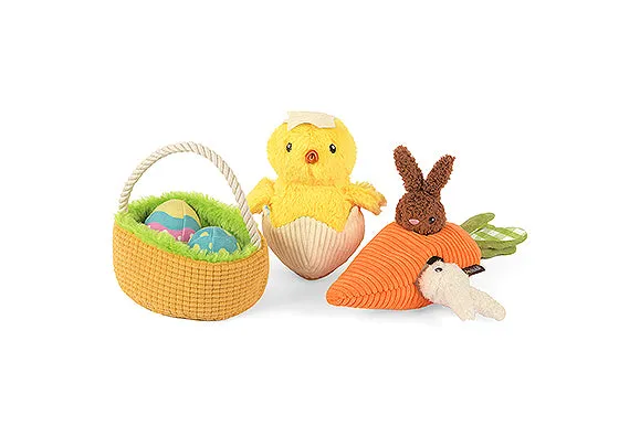 P.L.A.Y. Hippity Hoppity Squeaky Plush Dog toys, Eggs-cellent Basket