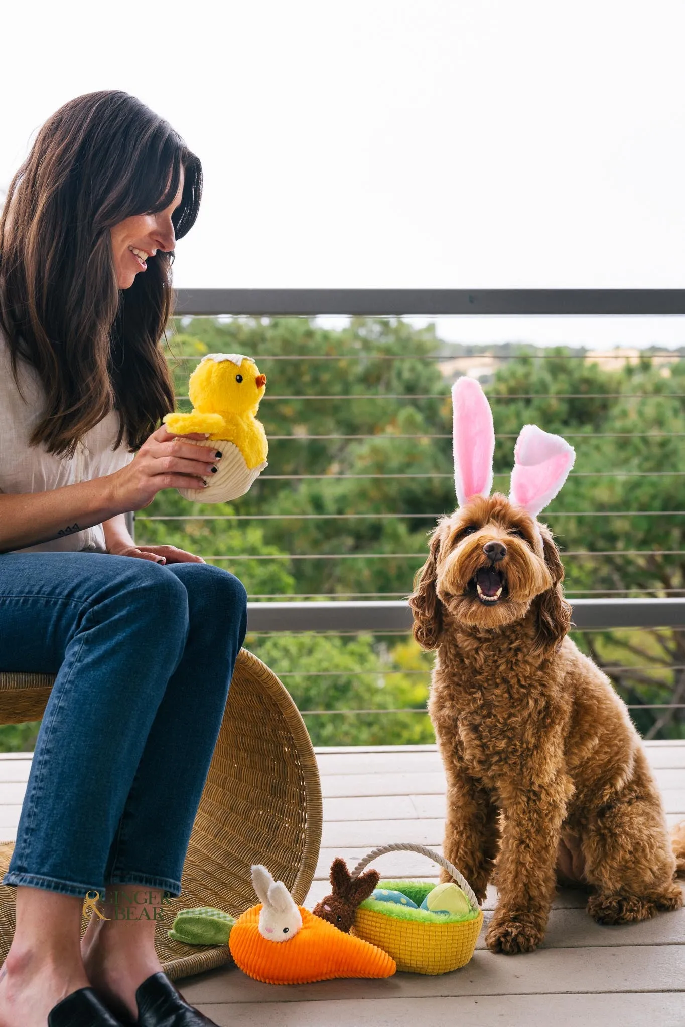 P.L.A.Y. Hippity Hoppity Squeaky Plush Dog toys, Eggs-cellent Basket