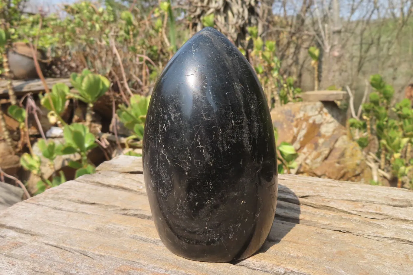 Polished Black Tourmaline Standing Free Form x 1 From Madagascar