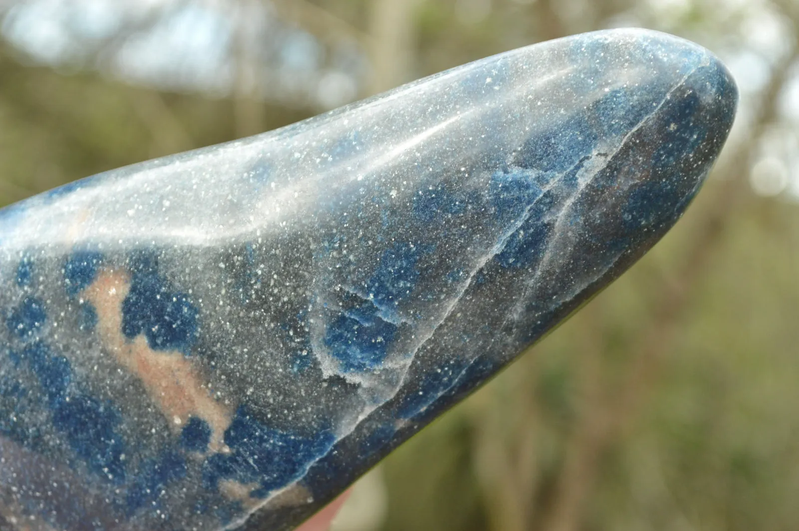 Polished Blue Spotted Spinel "Dalmatian Stone" Standing Free Form x 1 From Madagascar